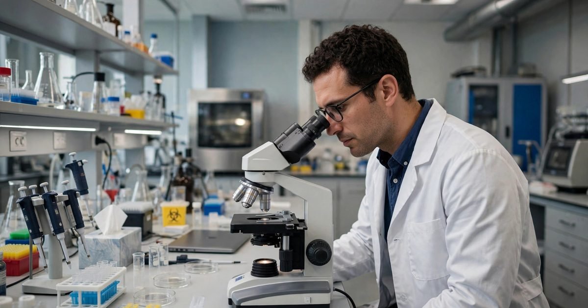 Doctor reviewing a patient's genetic profile on a digital tablet